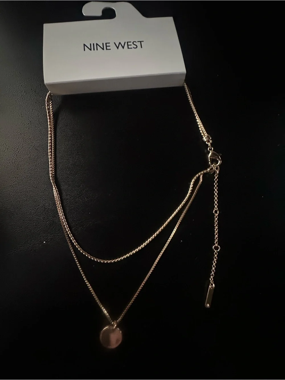 Nine West Gold-Tone Double Layer Disc Necklace